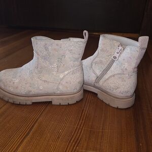 Cat & Jack Floral Kids Boots - Pink and White